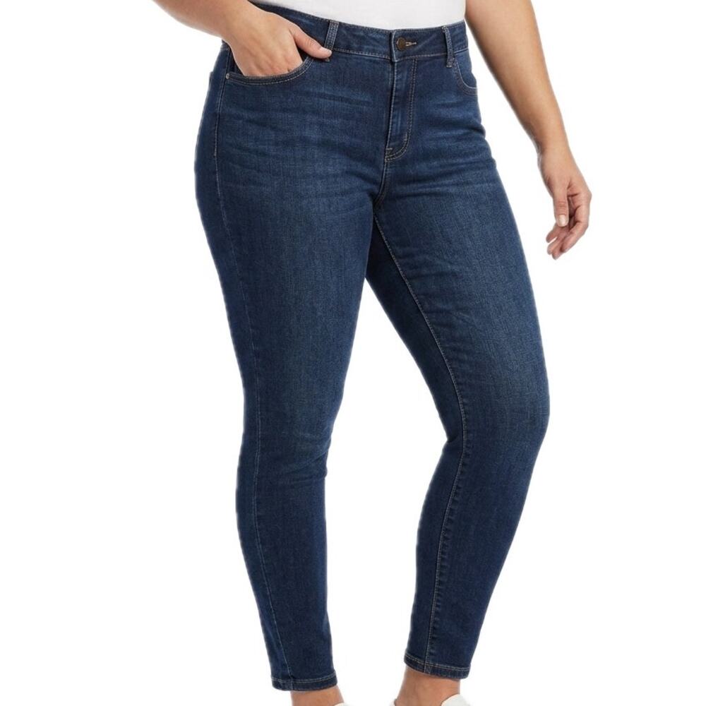 d. jeans Dark Wash Blue Skinny Ankle Mid Rise Cuffed Stretch Denim Jeans Size 12